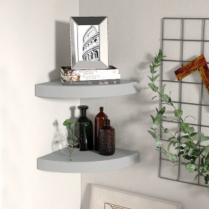 Corner Shelf Set of 2 Gray Honeycomb MDF, metal 9.8x9.8 in - 1 of 4
