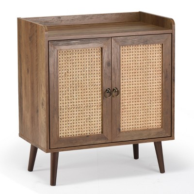 GlasFlength Kitchen Storage Accent Kitchen Cabinet Storage Cabinet Morden Sideboard Cabinet 2 Doors for Dining Room, Beige, 15"*26.4"*30"