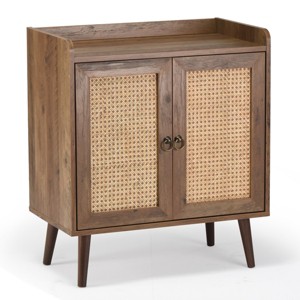 GlasFlength Kitchen Storage Accent Kitchen Cabinet Storage Cabinet Morden Sideboard Cabinet 2 Doors for Dining Room, Beige, 15"*26.4"*30" - 1 of 4
