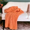 HomeRoots Orange Knitted 100% Cotton Throw Blanket - 2 of 4