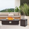 Acekool Square Propane Gas Fire Pit Table Set, Outdoor Patio Table, Wind Guard, Fire Glass Beads, Rain Cover, 50,000 BTU, for 8-12 Person Gathering - 3 of 4