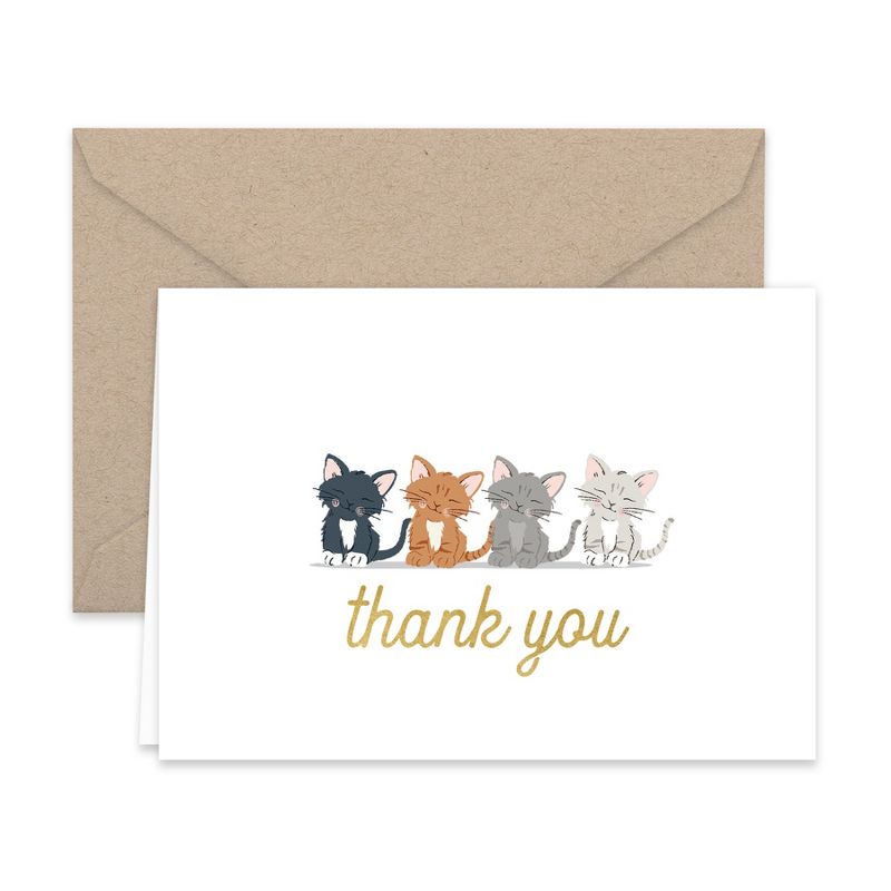 Paper Frenzy Kittens and Kitty Cats Thank You Note Card Collection 25 pack with Kraft Envelopes, 5 of 7