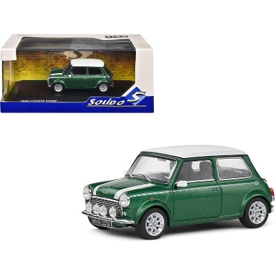 1994 Mini Cooper Sport British Racing Green with White Top and Stripes 1/43 Diecast Model Car by Solido