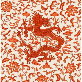 Brewster Persimmon Chi'en Dragon Scalamandre Self Adhesive Wallpaper