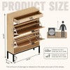 Brafabhome Freestanding Nature Shoe Storage Cabinets with Drawer, Slim Entryway Shoe Organizer with 2 Flip Sun Pattern Doors for Slippers | 12 Pairs - 2 of 4