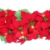 Puleo 6'x12" Pre-Lit Battery-Operated Artificial Red Poinsettia Garland - 4 of 4
