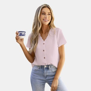 Women's Scalloped V-Neck Blouse Shirt -Cupshe - 1 of 4
