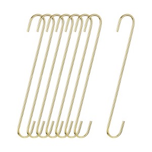 Unique Bargains Steel Extra Long Garden Bathroom Kitchen S Shape Hooks and Hangers 8 Pcs - 1 of 4