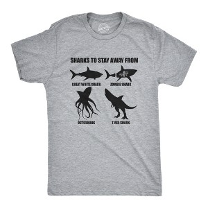Mens Sharks To Stay Away From T Shirt Funny Ridiculous Sharks Joke Tee For Guys - Crazy Dog Men's T Shirt - 1 of 4