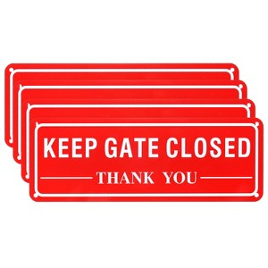 Unique Bargains Home Aluminum Reflective Fade Resistant Keep Gate Closed Thank You Sign 4 Pcs - 1 of 4