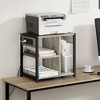 3-Tier Rolling Printer Stand with Built-In Power Outlets and USB Ports, Utility Storage Cart – Printer Cart with Storage Shelves for Home and Office - 2 of 4