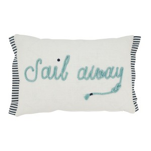 Saro Lifestyle Sail Away Splendor Throw Pillow Cover, Off-White, 12"x18" - 1 of 3