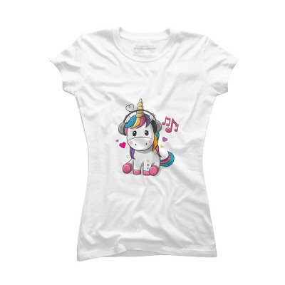 Junior's Design By Humans Happy unicorn By Kefren T-Shirt