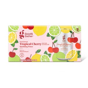 Tropical Cherry Sparkling Water - 8pk/12 fl oz Cans - Good & Gather™ - 1 of 4