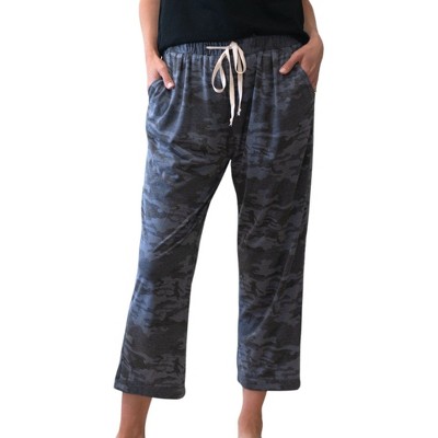 Amaryllis Women's Camouflage Print Drawstring Cropped Pants Relaxed Fit Casual Stylish