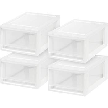 IRIS USA 6 Qt. Small Plastic Stacking Drawer, 4 Pack, Stackable Storage Organizer Unit with Sliding Drawer for Bedroom Kitchen Under Sink Pantry Craft