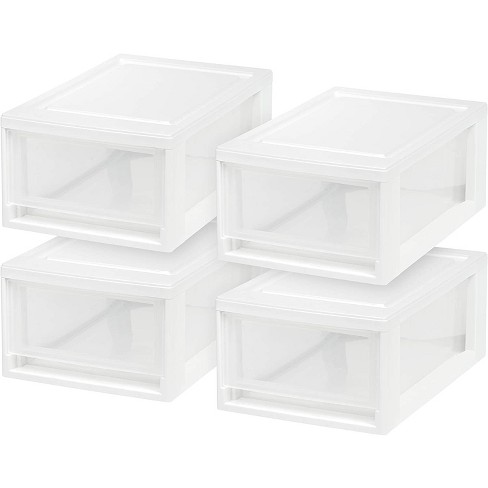 Iris Usa 4 Pack 6qt Plastic Compact Stackable Storage Drawers, White :  Target