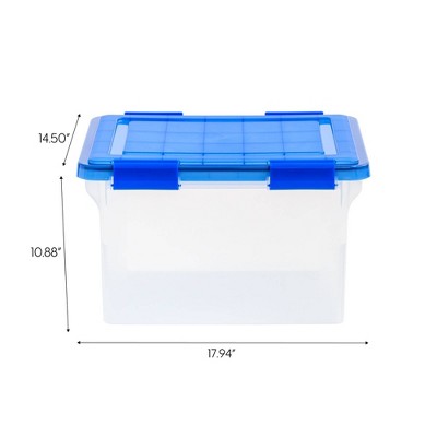 Clear and Blue Plastic Stackable File Storage Boxes, Set of 3
