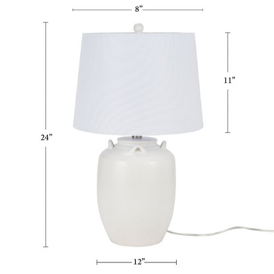 24" White Ceramic Jug Farmhouse Table Lamp