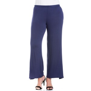 24seven Comfort Apparel Women's Plus Women's Plus Wide-leg Palazzo Pants - 1 of 4