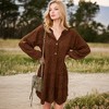 Anna-Kaci Women's Leopard Print Mini Dress with Long Lantern Sleeves for Casual Looks - Small, Brown - 4 of 4