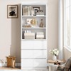 Homhougo Bookcase with Drawers 70.27 Inches Tall Bookshelf Farmhouse Bookcases Wooden Deep Bookshelves Storage Cabinet Organizer - 3 of 4