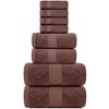 White Classic Luxury 100% Cotton 8 Piece Towel Set - 4x Washcloths, 2x Hand, and 2x Bath Towels - 2 of 4