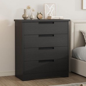 4 Drawer Dresser for Bedroom, Natural Chest of Drawers with Embedded Handles Design, Wooden Dresser Organizer - 1 of 4