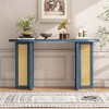 48'' Rustic Rattan Console Table with Oval Top,Narrow Farmhouse Entryway Table for Hallway or Living Room-Baofuwish - 2 of 4