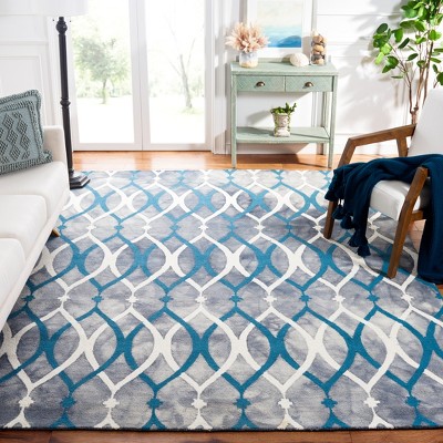 Hand-Tufted Woolen Splash Square Area Rug in Gray, 7'x7'