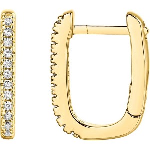 14K Gold Plated Huggie Earrings | 925 Sterling Silver with Cubic Zirconia, U-Shaped Snake Design - 1 of 4