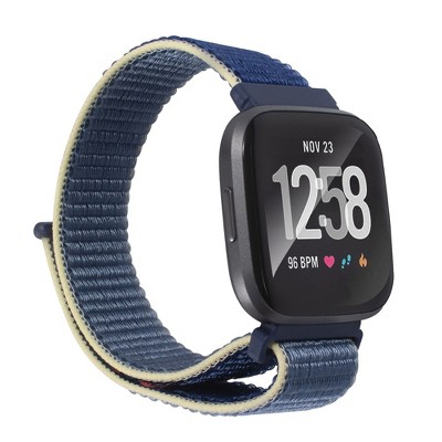 Insten Soft Woven Nylon Band for Fitbit Versa 2 / 1 / Lite / SE, Replacement Strap, Blue