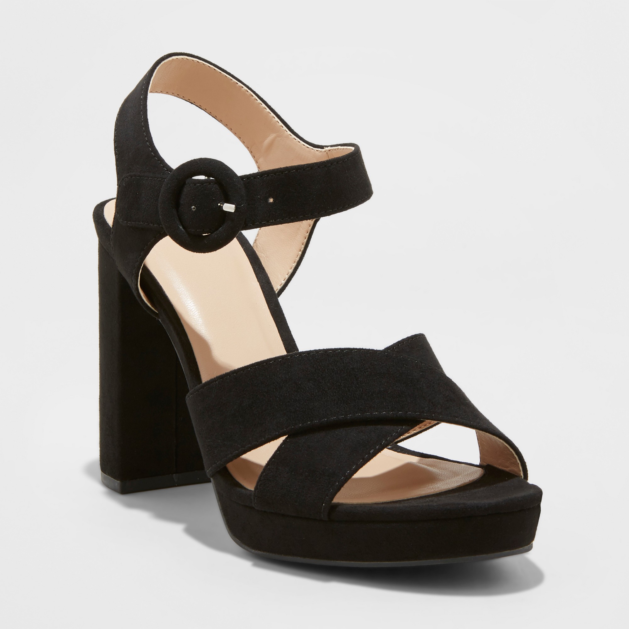 Women's Fiona Crossband Platform Ankle Strap Sandals - A New Day Black 5.5