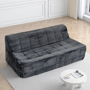 TiramisuBest 3-Seat Full-Sponge Corduroy Sofa, Modern Space-Saving Compression Design - Gray - 1 of 4