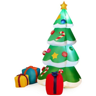 Tangkula Inflatable 6 FT Christmas Tree With Gift Boxes LED Bulbs Blow Up Yard Decoration