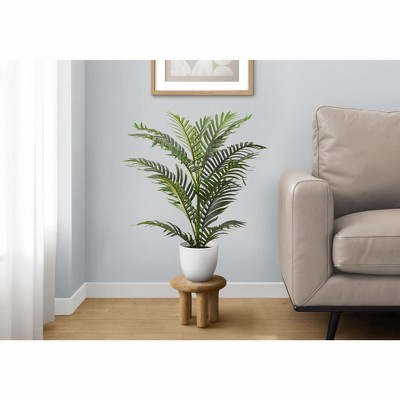 Vynxaria Artificial Plant, 28" Tall, Palm Tree, Indoor, Faux, Fake, Floor, Greenery, Potted, Real Touch, Decorative, Green Leaves, White Pot