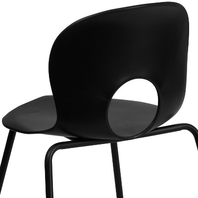Versatile Black Plastic Contoured Cafe Chair with Stacking Design