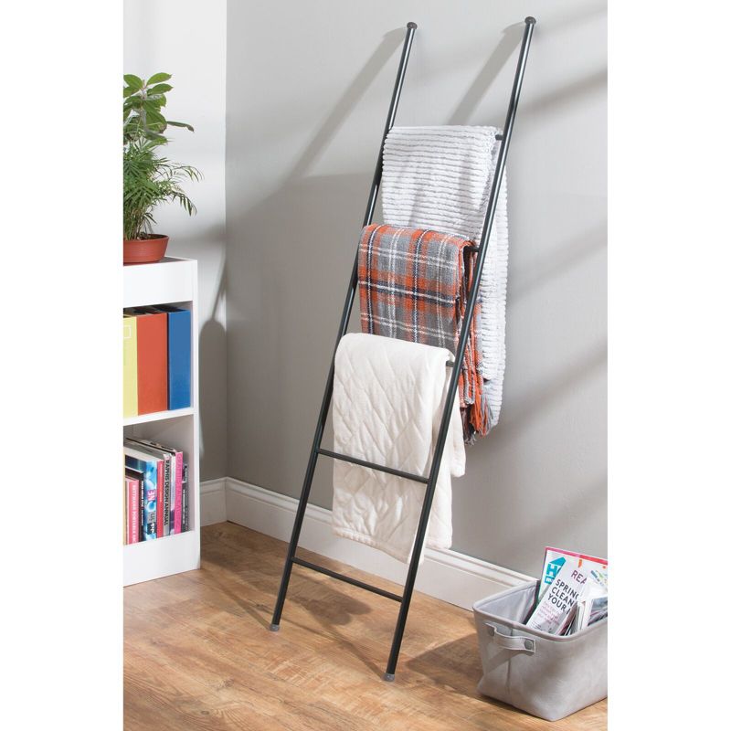 mDesign Metal Blanket & Towel Wall Ladder Rack for Bedroom/Bathroom, 5 of 9