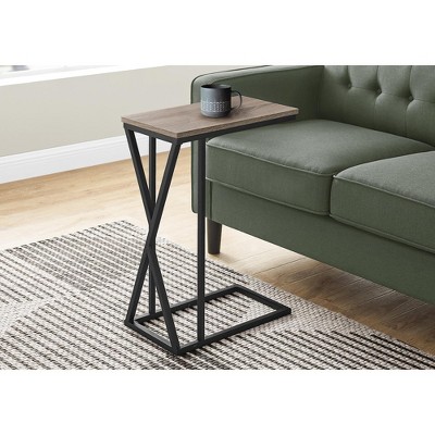 Monarch Specialties ACCENT TABLE - 25"H / DARK TAUPE / BLACK METAL
