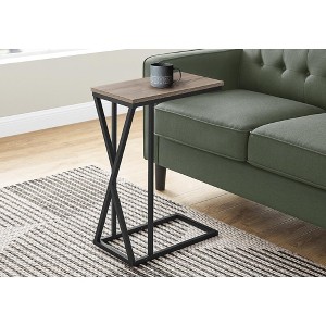 Monarch Specialties ACCENT TABLE - 25"H / DARK TAUPE / BLACK METAL - 1 of 3
