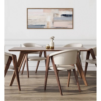 Sylvie Rustic Melody Gold Framed Abstract Canvas Art 18x40