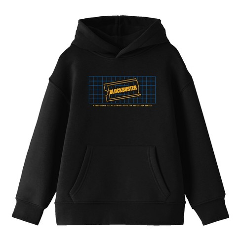 Blockbuster A Good Movie Is Like Comfort Food For Your Other Senses Logo  Grid Adult Black Hoodie-XS