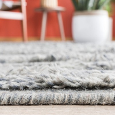 Grey and Ivory Hand-Knotted Wool and Cotton Square Rug