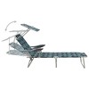 vidaXL Patio Lounge Chair Folding Sunlounger Outdoor Sunbed with Canopy Steel - Leaf Pattern - 4 of 4
