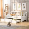 Twin Size Daybed Bed with Pull-Out Trundle and Guard Rails, Solid Pine Wood Sofa Bed for Compact Living Spaces-Baofuwish - 2 of 4