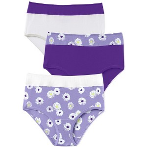 Comfort Choice Women's Plus Size Full Coverage Stretch Cotton Color Block Brief 3-Pack - 1 of 4