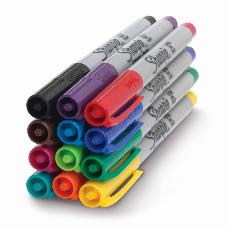 Sharpie 12pk Permanent Markers Ultra Fine Tip Multicolored, 6 of 8