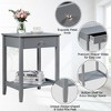 Tangkula 2PCS Nightstand Sofa Side End Table Bedroom Living Room w/ Shelf Drawer Grey - 4 of 4