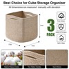 Aoibox 11 Inch Cube Storage Bins Woven Cotton Rope Baskets for Shelves Organizing Toys Nursery Square Brown 3 Pack - 3 of 4