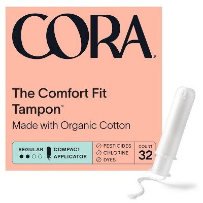 Cora Organic Cotton Tampons - Regular Absorbency - 32ct